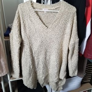 Fuzzy Asymmetrical Cream Sweater